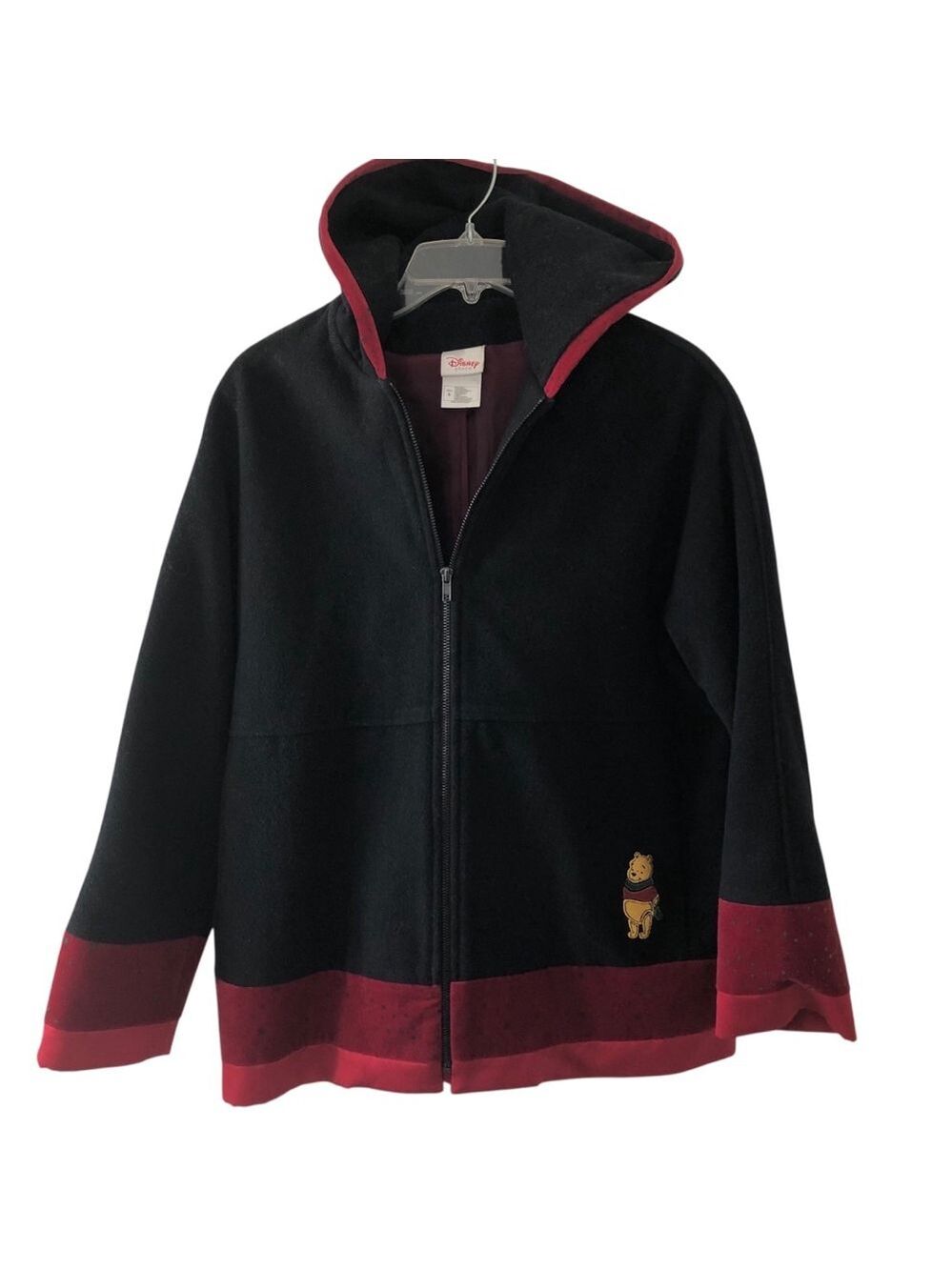DISNEY Pooh Bear Vintage Hooded Jacket Size Small Velour Trim - Picture 1 of 12